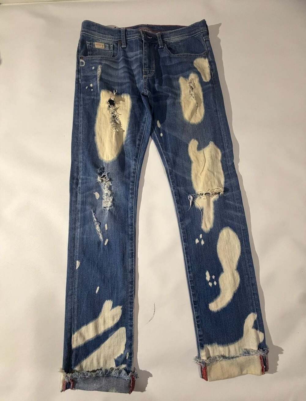 Armani Exchange Bleach Distressed Ripped Slim Fit Jeans Mens 32